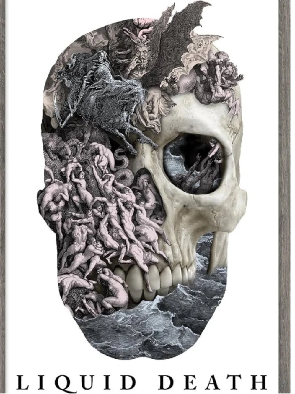 #2910**Skull Art Print - Black, Gray, Cream